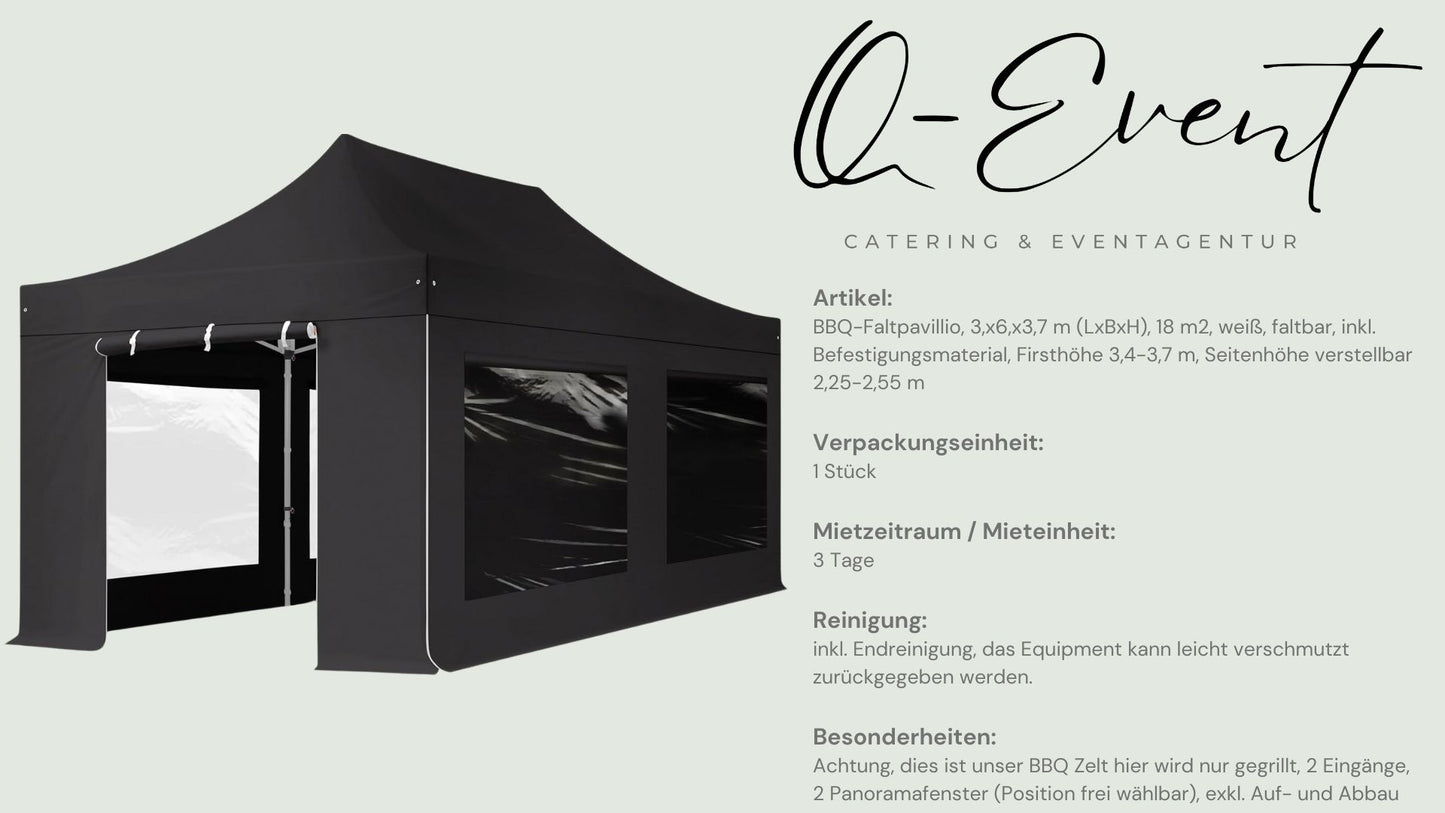 BBQ- Zelt / Faltpavillion, 3x6m schwarz