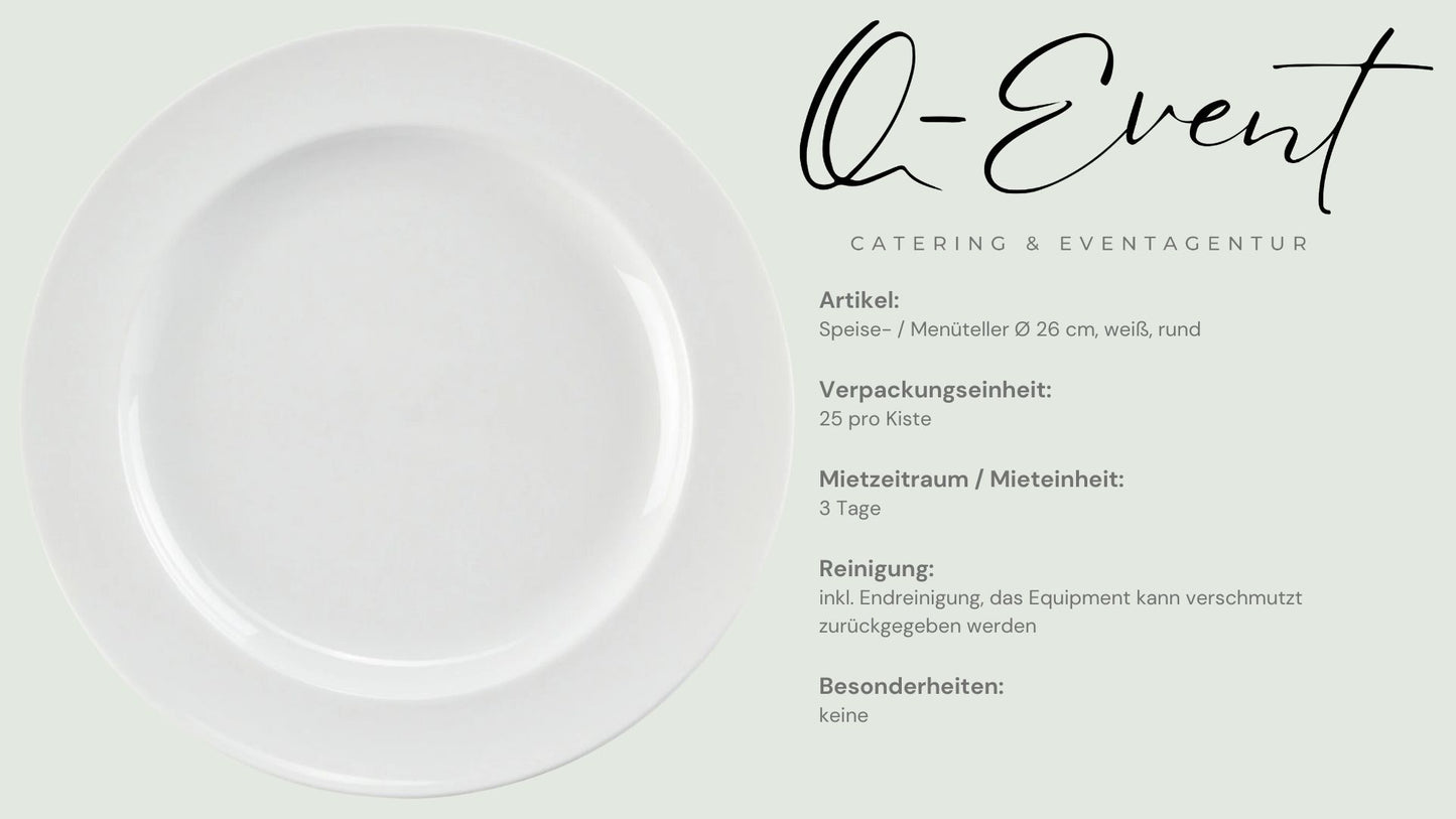 Speise- / Menüteller Ø 26 cm weiß inkl. Reinigung