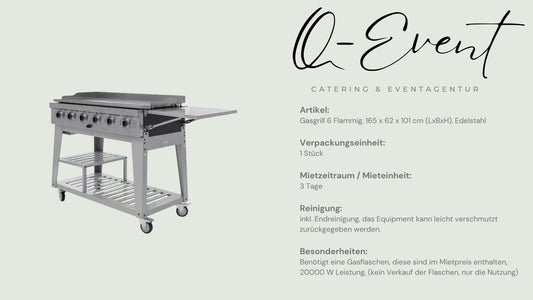 Gasgrill 6 Flammig, 165 x 62 x 101 cm (LxBxH), Edelstahl