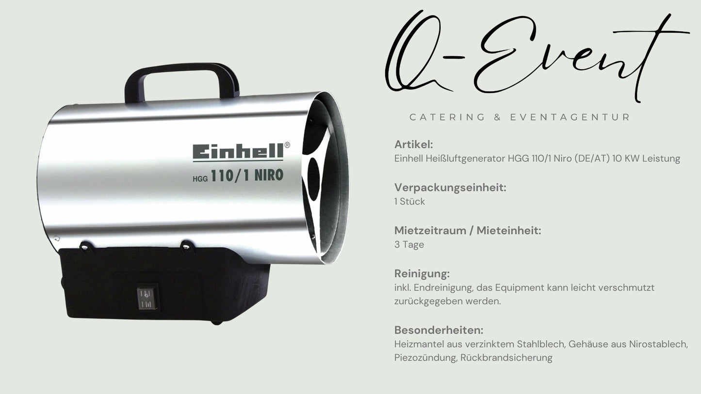 Einhell Heißluftgenerator HGG 110/1 Niro (DE/AT) 10 KW Leistung