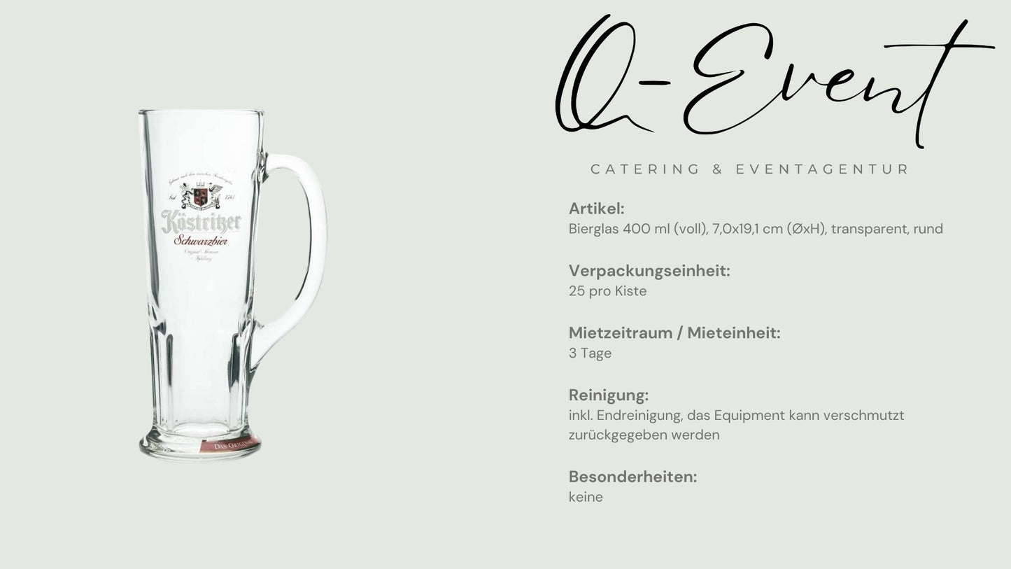 Bierglas 400 ml (voll), 7,0x19,1 cm (ØxH), transparent, rund