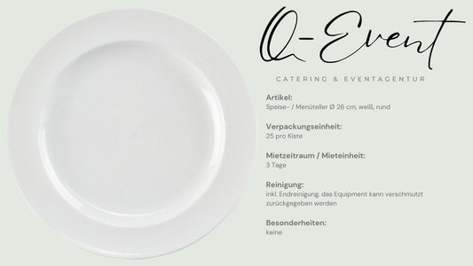 Speise- / Menüteller Ø 26 cm weiß inkl. Reinigung