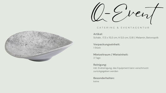 Schale , 17,5 x 15,5 cm, H 5,5 cm, 0,18 l, Melamin, Betonoptik