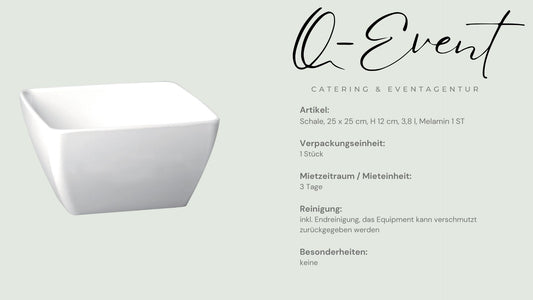 Schale, 25 x 25 cm, H 12 cm, 3,8 l, Melamin 1 ST