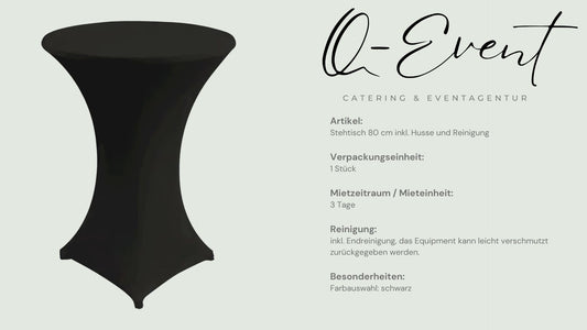 Stehtisch 80 cm inkl. Husse und Reinigung schwarz